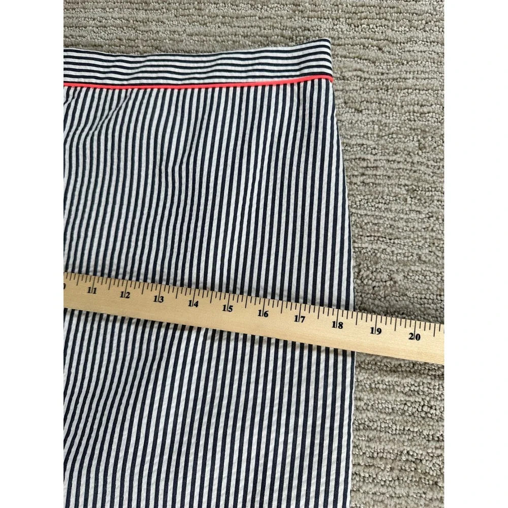 J.Crew No. 2 Pencil Skirt 6 Navy White Striped Seersucker Pink Trim 45929